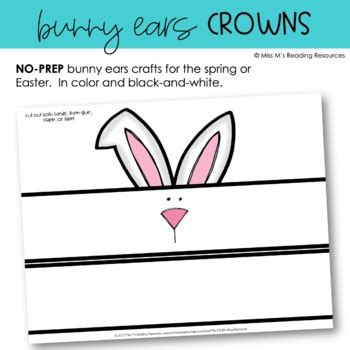 bunny ears bunny crowns   ms reading resources tpt