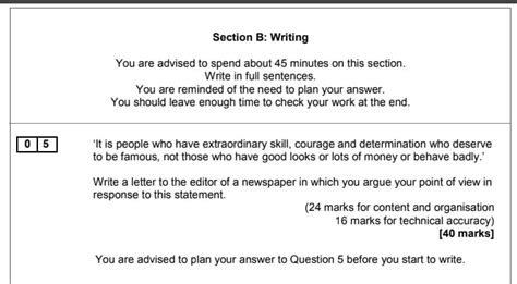 paper  question  letter model answer aqa gcse english language