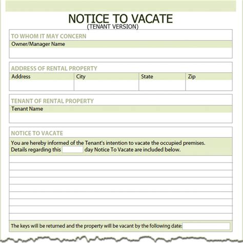 california tenant notice  vacate