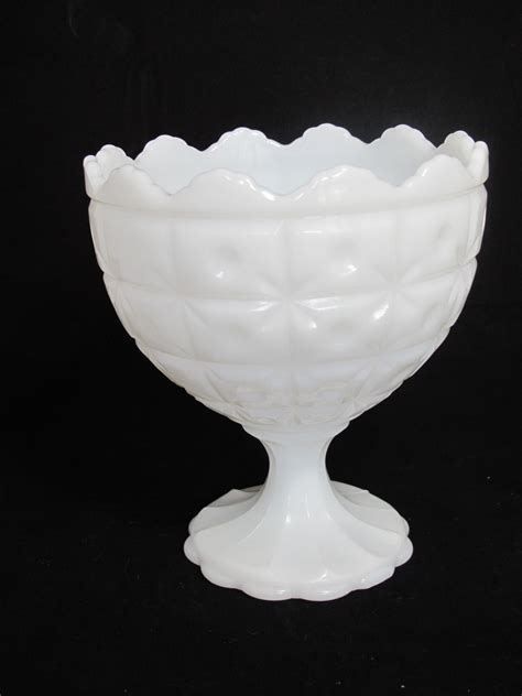 vintage starbust pattern milk glass compote by napco wedding