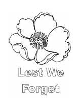 Remembrance Poppy Anzac Coloring Pages Template Colouring Forget Lest Kids Poppies Sheets Veterans Printable Templates Veteran Craft Printables Activities Drawings sketch template