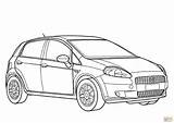 3d Fiat Punto Grande Coloring Pages Color Draw Grand sketch template