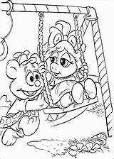 Coloring Muppet Babies Pages Baby Piggy Miss Printable Muppets Colouring Color Colorir Pintar Disney Swings Clipart Book Online Kids Colour sketch template