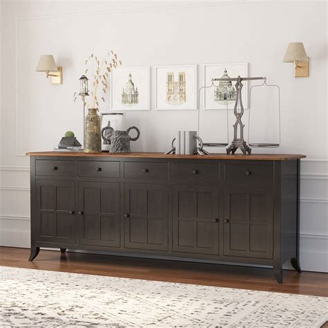 rexburg black  tone solid wood  drawer extra long sideboard