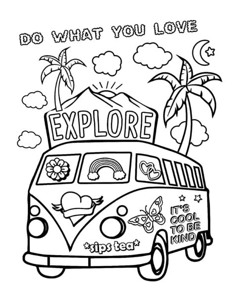 vsco girl vacation coloring page  printable coloring pages  kids