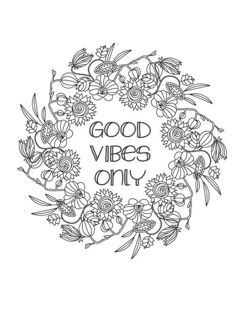 good vibes  coloring page  printable coloring pages  kids