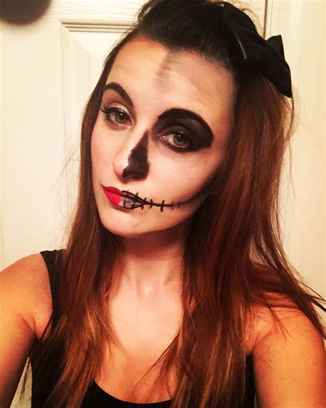 Half Sugar Skull Face Paint Makeup Easy Halloween Costume