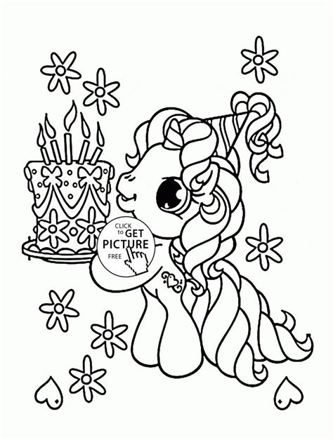 pony  birthday cake coloring page  kids holiday coloring