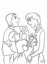 Coloring Mother Daughter Father Pages Mothers Happy Drawing Son Printable Mom Card Flowers Baby Presenting Helping Color Getdrawings Template Trend sketch template