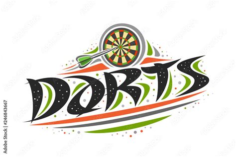 vector logo  darts game creative illustration  arrow thrown  dartboard original