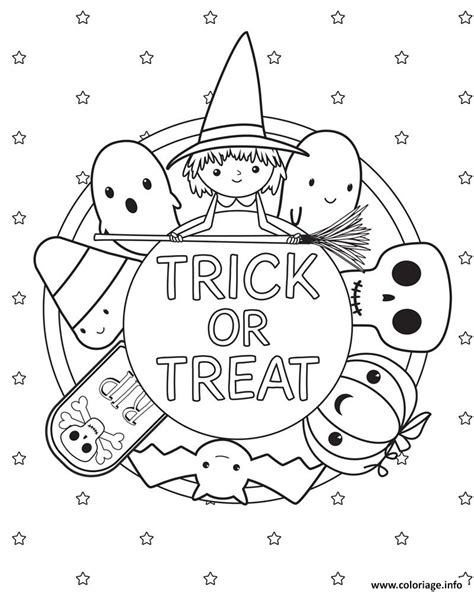 coloriage trick  treat halloween kids dessin halloween  imprimer