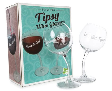 set of two tipsy wine glasses au