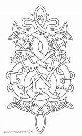 Norse Twisted Colouring Wyrms sketch template