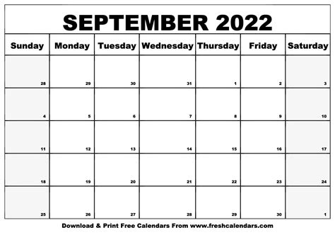 blank september calendar template  printable word searches