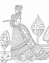 Coloring Victorian Pages Woman Adult Printable Pdf Format Coloringgarden Description Getcolorings Choose Board Sheets sketch template