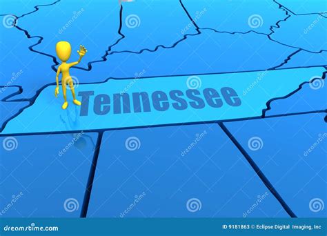 tennessee state outline  yellow stick figure stock  image