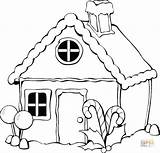Coloring House Gingerbread Simple Print Pages Preschoolers sketch template