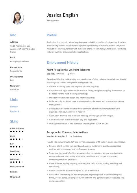 resume sample receptionist receptionist resume samples sample