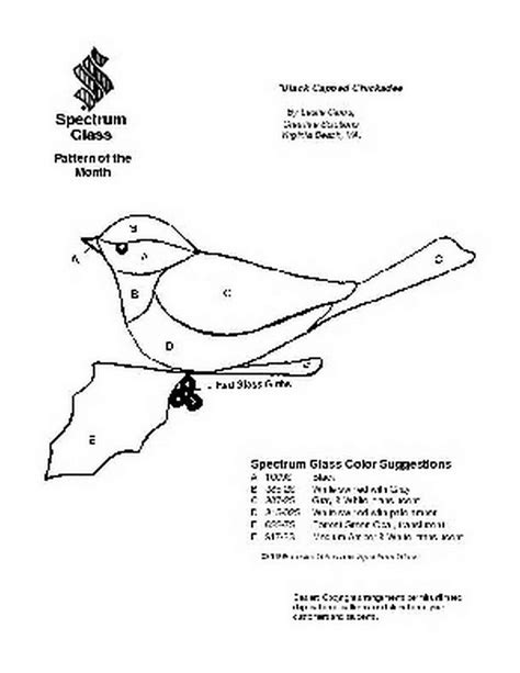 Free Stained Glass Pattern 2056 Black Capped Chickadee P2056