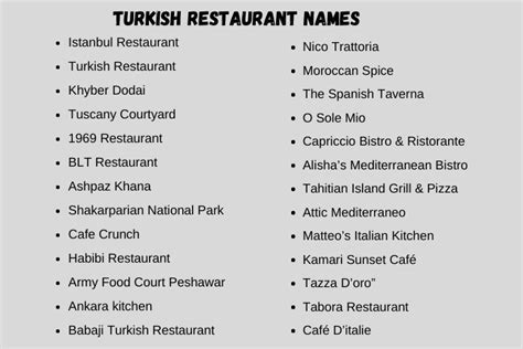 memorable turkish restaurant names ideas