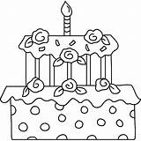 Coloring Birthday Cake sketch template