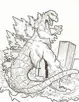 Godzilla Coloring Pages Burning Template sketch template