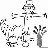 Coloring Scarecrow Fall Autumn Plenty Horn Activity Great Do sketch template