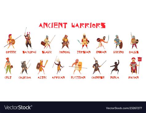 ancient warriors set royalty  vector image