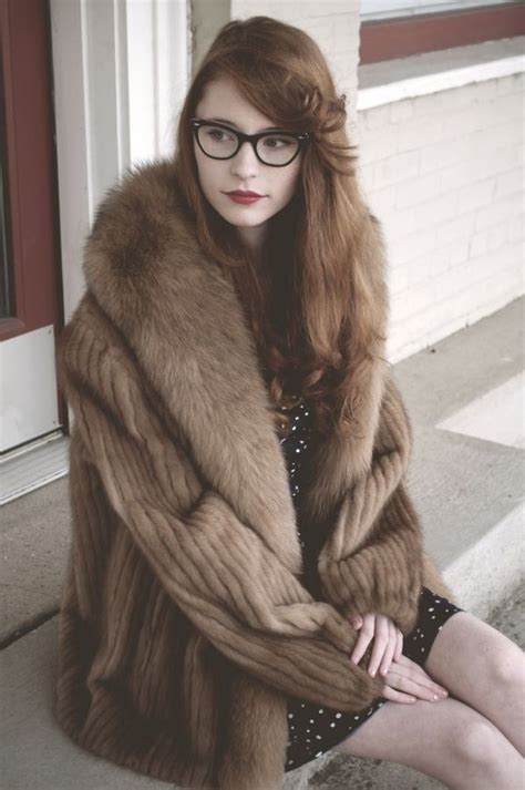 fx fur mink and fox coat nerd glasses very cute