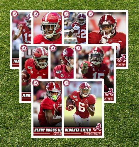 set of nine 9 2019 alabama crimson tide custom football cards