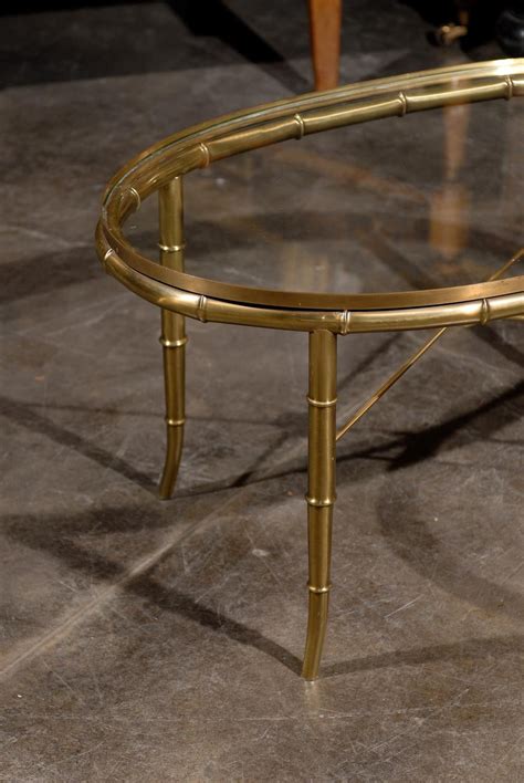Oval Brass Glass Top Cocktail Or Coffee Table At 1stdibs