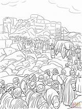 Jericho Coloring Joshua Pages Battle Wall Walls Capture Printable Jordan River Crossing Clipart Bible Spies Para Jerico Colorear Color Drawing sketch template