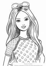 Barbie Coloring Summer Face Pages Foreground Print sketch template