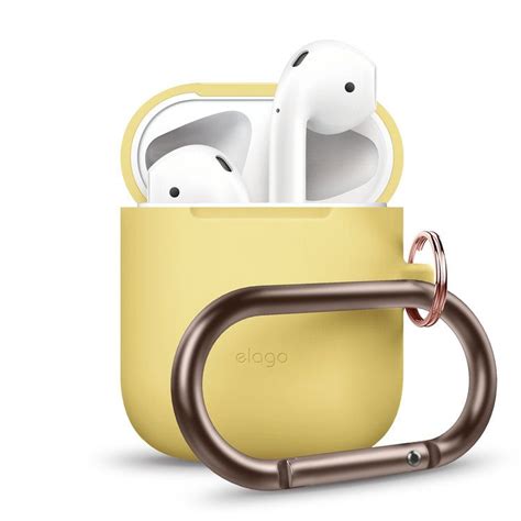 airpods hang case yellow compatible  apple airpods   front led  visible