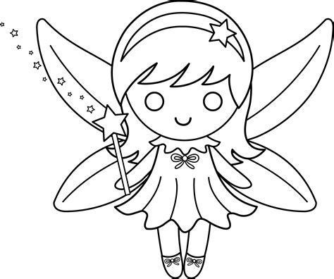 cute colorable fairy design  clip art