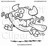 Tongue Monster Running Hanging Cartoon Its Outline Toonaday sketch template