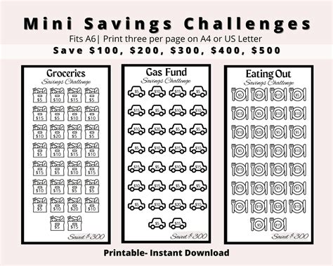 mini savings challenge  printable printable word searches