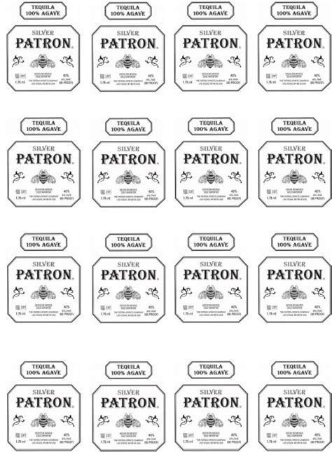 patron bottle labels shore cake supply