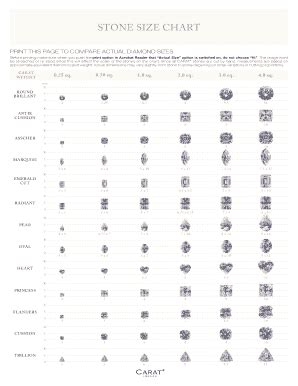 fillable  stone size chart fax email print pdffiller