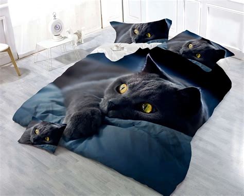black cat leopard grain  bedding set comforter duvet cover bed sheet