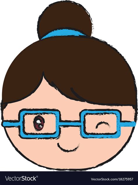 Cartoon Girl With Glasses Icon Royalty Free Vector Image