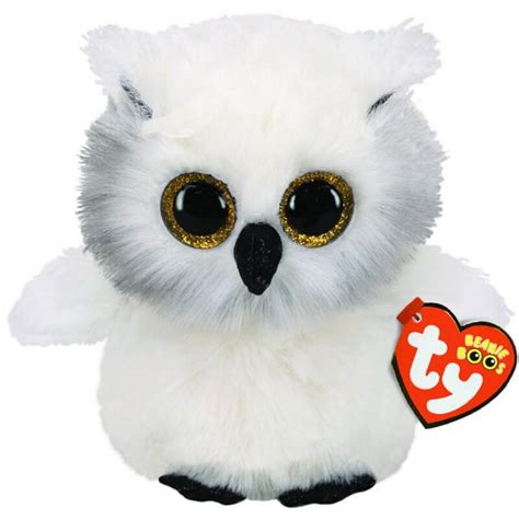 beanie boos regular plush austin white owl teddy bears beanie boos
