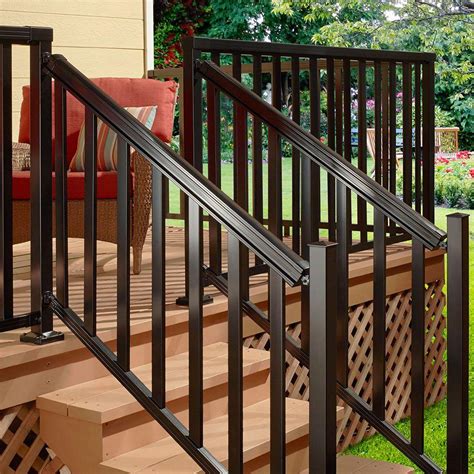 aluminum stair hand  base rail  ft black durable deck porch balcony railing  ebay