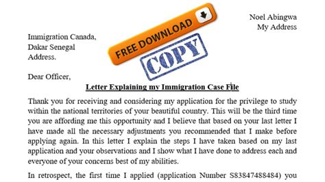 letter  explanation statement  purpose  canada visa format
