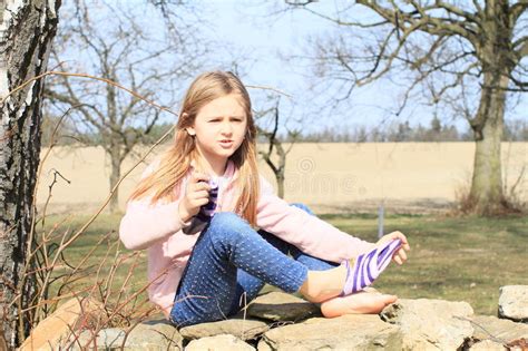 girl in socks on wall stock image image of autumn blondie 39044007