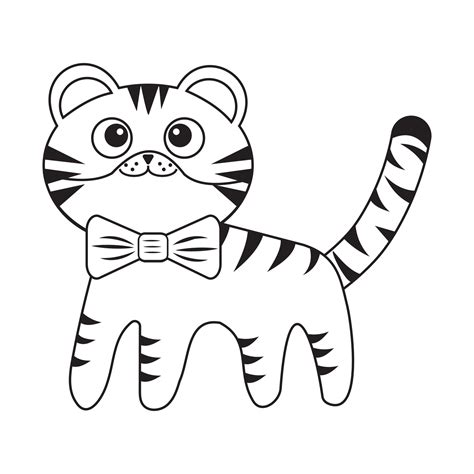 tiger cub black outline vector isolated illustration