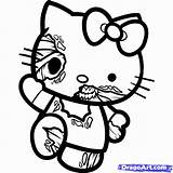 Coloring Kitty Hello Pages Zombie Halloween Draw Scary Cartoon Dragoart Step Cat Disney Zombies Kids Colouring Book Sheets Evil Cute sketch template