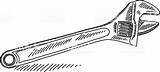 Drawing Spanner Wrench Adjustable Sketch Realistic sketch template