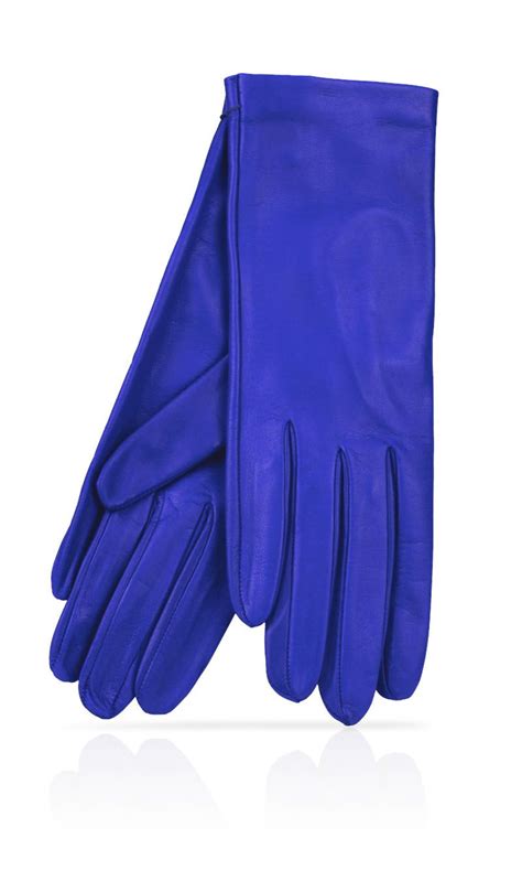 electric blue womens gloves  soft lamb leather unlined invisible inseams length