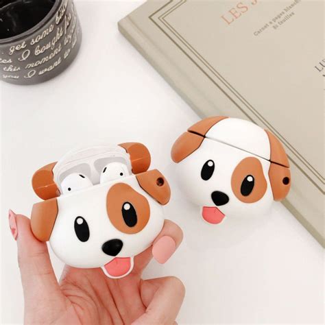 cute puppy silicone airpods case  metal keychain apple earpod  generation